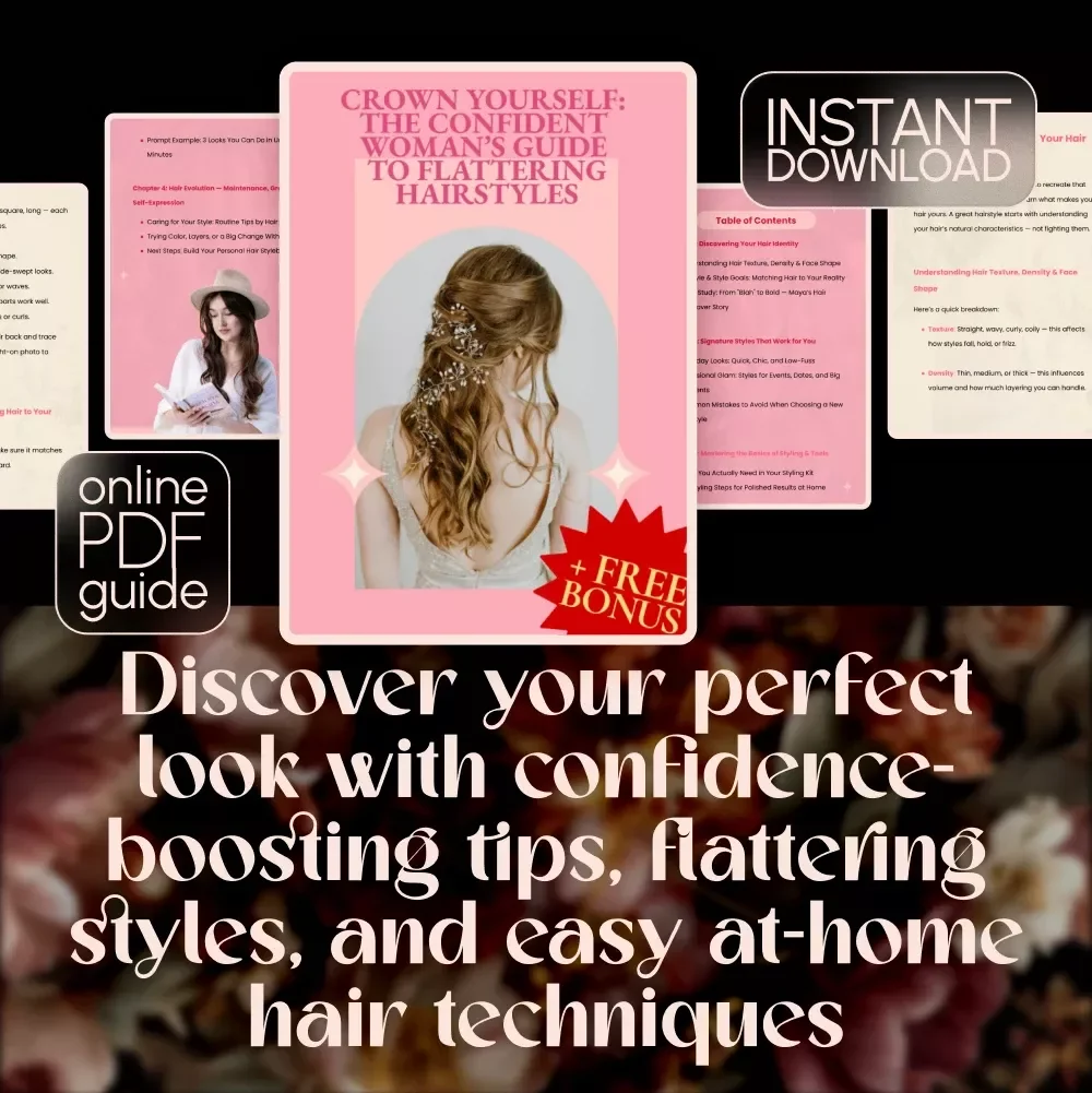 Crown Yourself: The Confident Woman’s Guide to Flattering Hairstyles | Digital Download Guide for Hair Styles for Women, Easy Everyday Looks & Event-Ready Glam