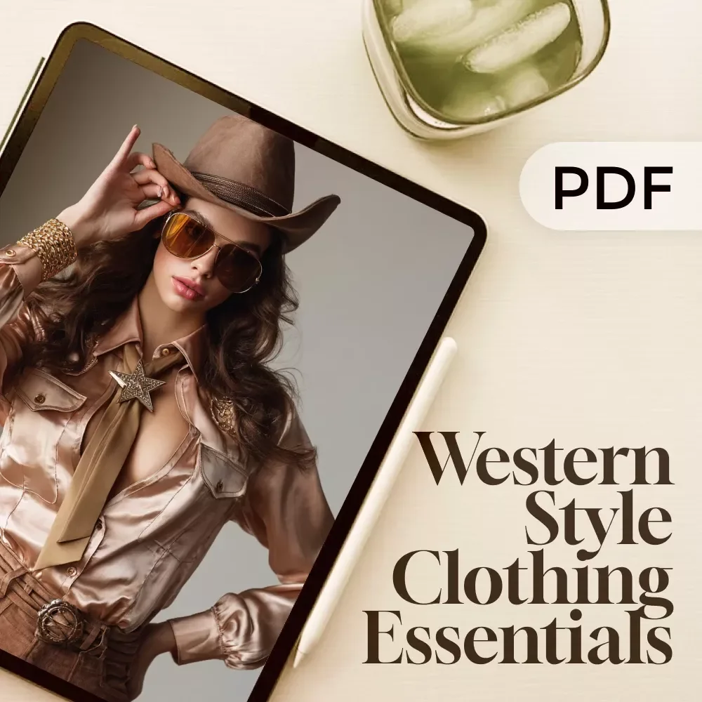Western Style Clothing Essentials – Printable Checklist for Cowboy Hat, Denim Jacket, Western Shirt, Cowboy Boots, Belt & Buckle, Western Jeans, Vest, and Jewelry