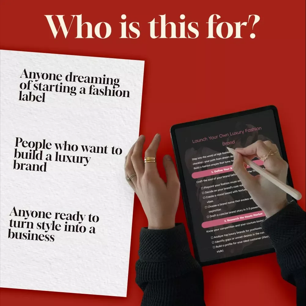 Launch Your Own Luxury Fashion Brand Checklist | Digital Download for Fashion Designers, Entrepreneurs & Boutique Owners | eBook, Guide & Startup Planner