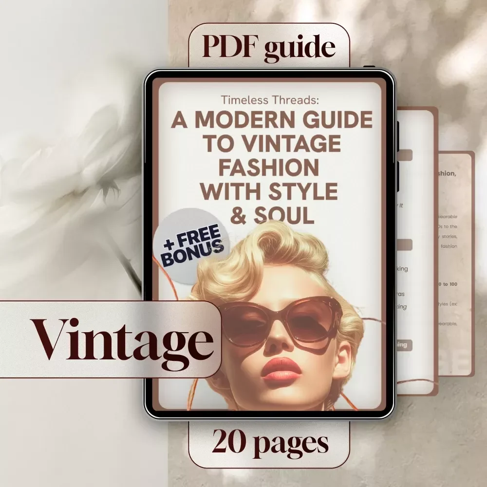 Timeless Threads: A Modern Guide to Vintage Fashion with Style & Soul – Digital Download | Vintage Fashion eBook, Styling Tips, Wardrobe Guide & Sustainability Checklist