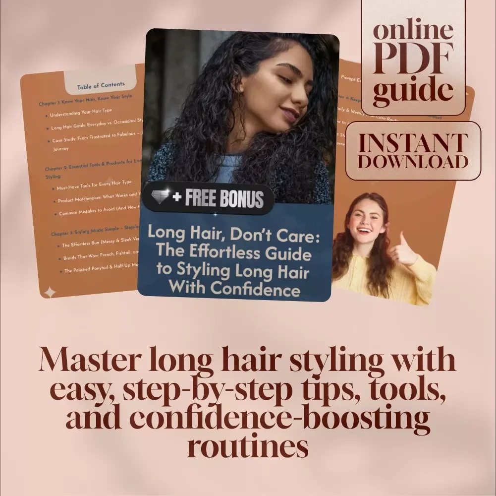 Long Hair, Don’t Care: The Effortless Guide to Styling Long Hair With Confidence | Digital Download Hair Styling Guide, eBook & Checklist for Easy Everyday Hairstyles