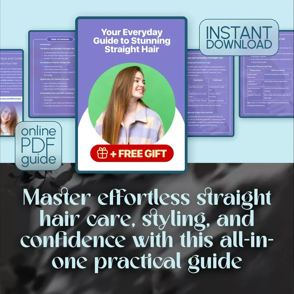 Your Everyday Guide to Stunning Straight Hair | Digital Download for Straight Hair Styles, Care & Styling Tips