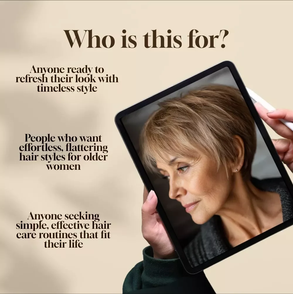 Gracefully Styled: The Modern Woman’s Guide to Ageless Hair – Digital Download Guide for Hair Styles for Older Women, Low-Maintenance Cuts, and Styling Tips