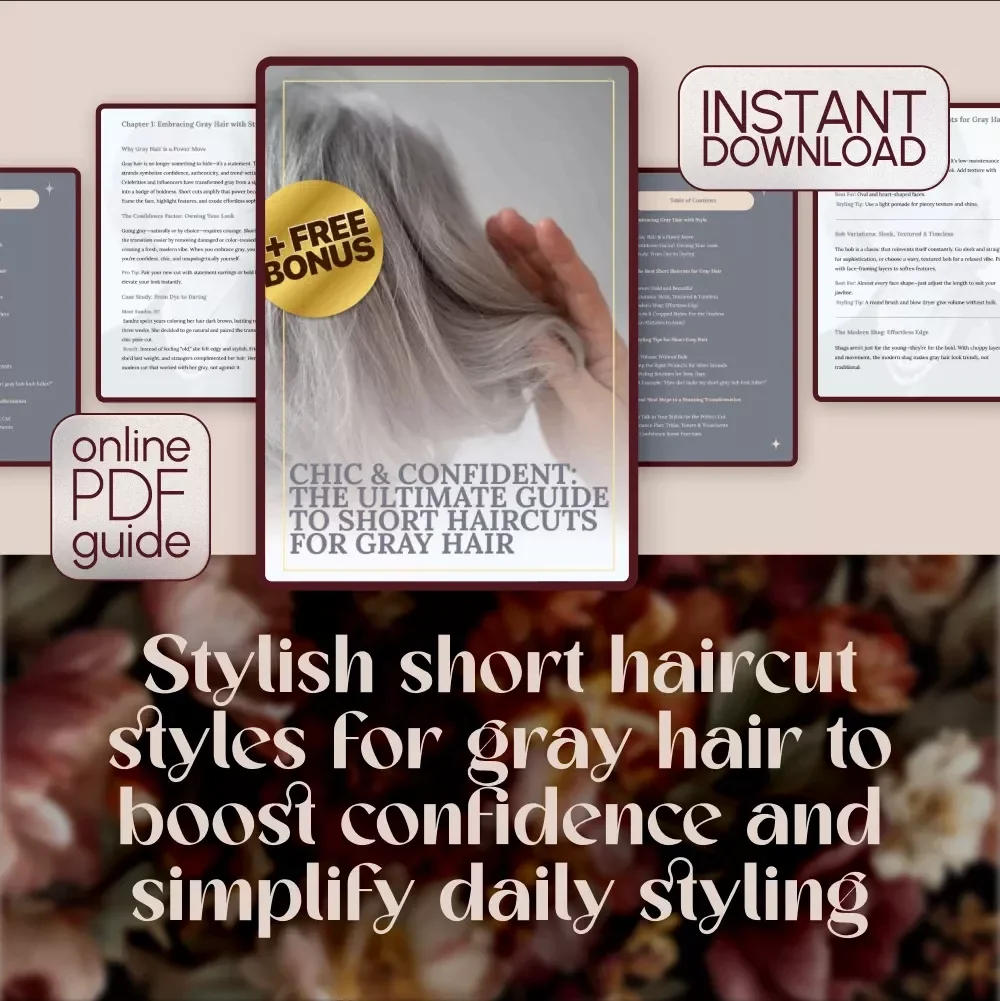 Chic & Confident: The Ultimate Guide to Short Haircuts for Gray Hair | Short Haircut Styles for Gray Hair eBook | Digital Download Guide