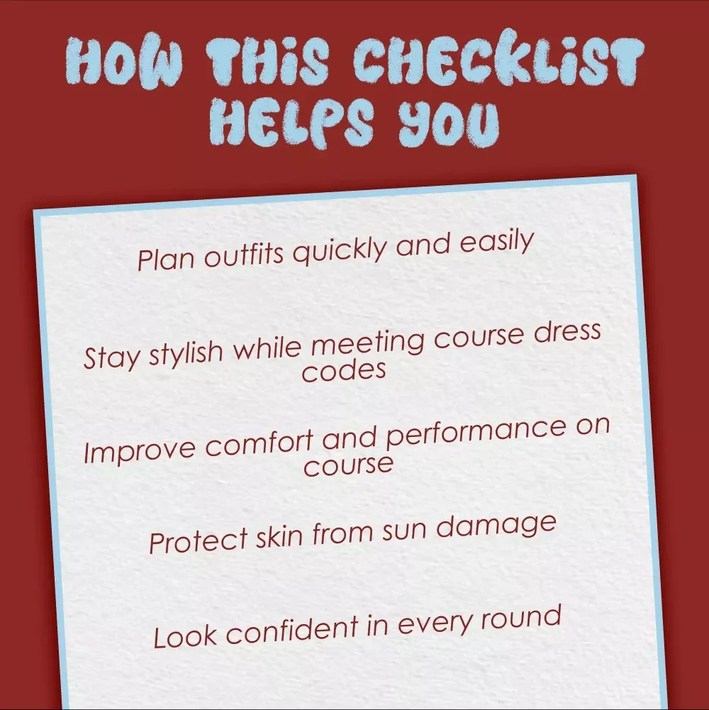Women's Golf Outfit Checklist: Swing in Style! | Printable Golf Outfit Women Style Guide & Fashion Tips for the Course