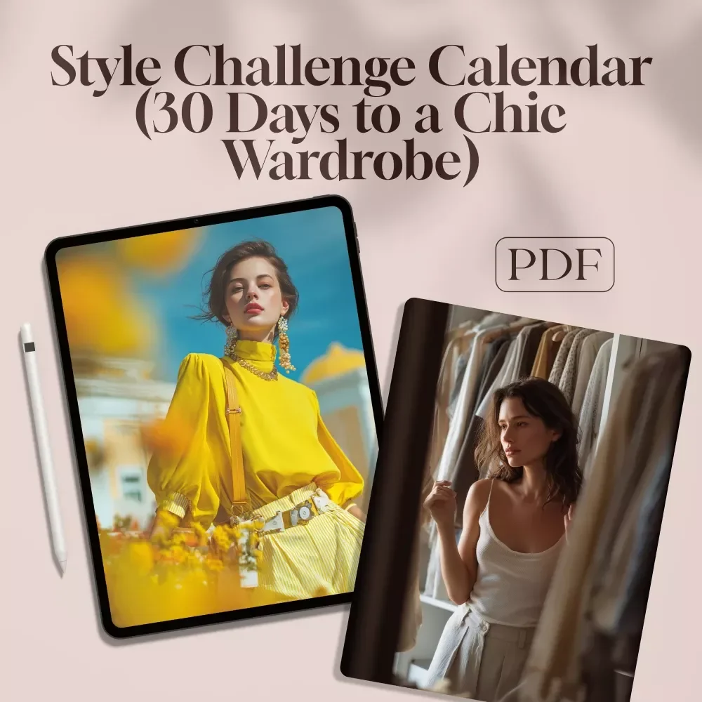 Style Challenge Calendar (30 Days to a Chic Wardrobe) – Printable Style Checklist, 30-Day Wardrobe Detox, Fashion eBook for Women, Digital Download
