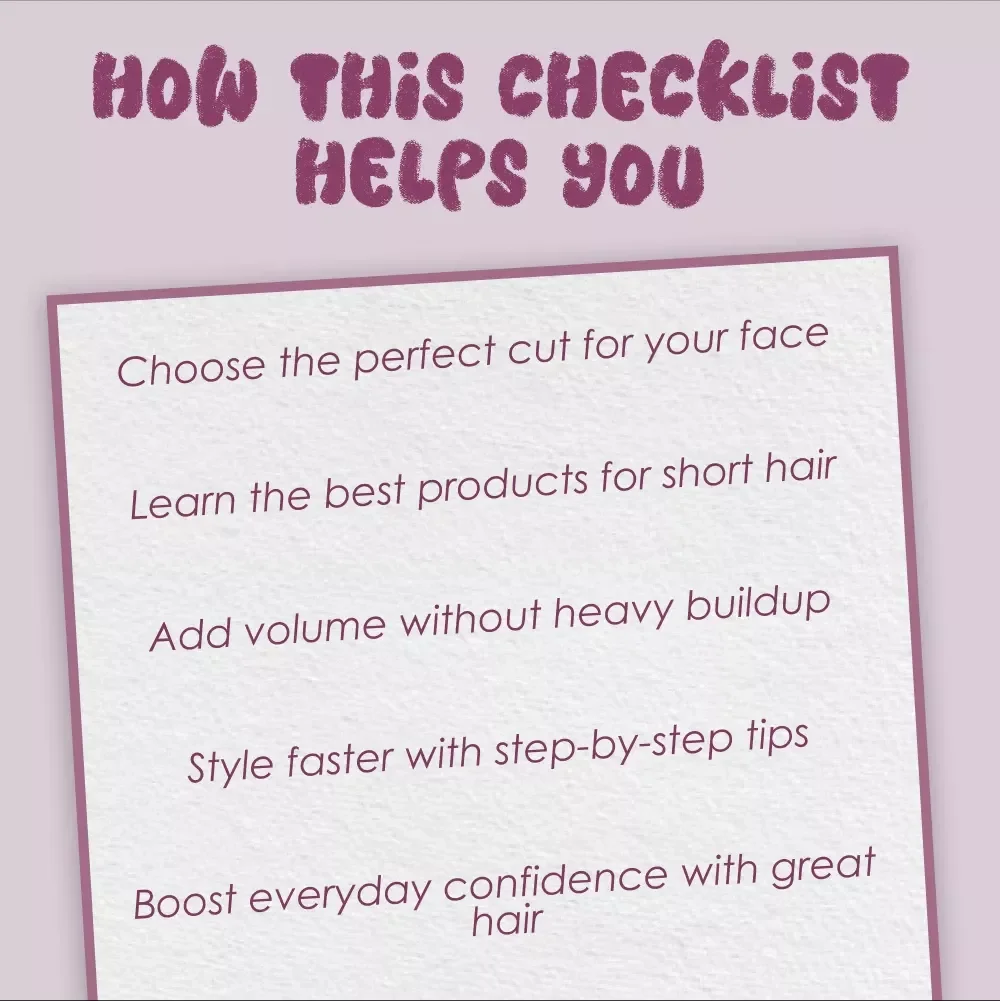 Short Hair Styling Checklist | How to Style Short Hair | Digital Download PDF for Short Haircuts