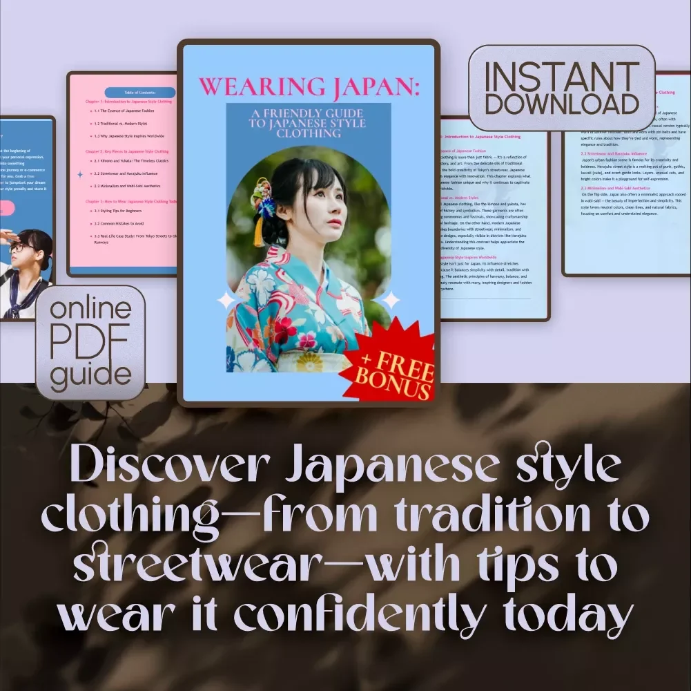 Wearing Japan: A Friendly Guide to Japanese Style Clothing – Digital Download eBook for Fashion Lovers, Kimono, Harajuku & Minimalist Style Inspiration
