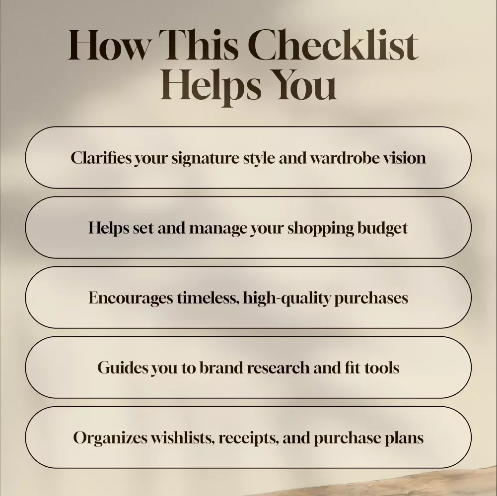 Personalized Luxury Shopping Checklist | Ultimate Digital Guide for Designer Fashion Lovers | PDF Download