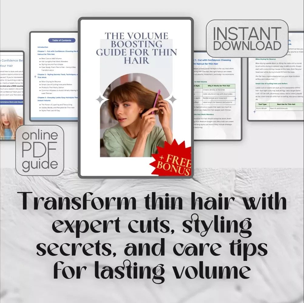 The Volume Boosting Guide for Thin Hair – Digital Styling Guide for Fuller Looks, Easy Hairstyles for Thin Hair, Cuts & Care Tips
