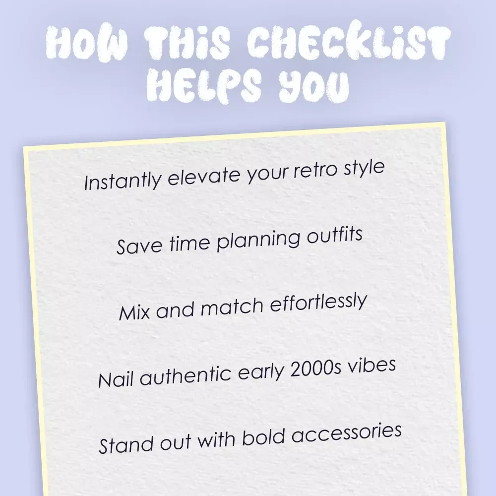 Y2K Women’s Outfits Checklist! | Digital Download Guide for Retro 2000s Fashion, eBook Style Wardrobe Inspiration for y2k outfits women