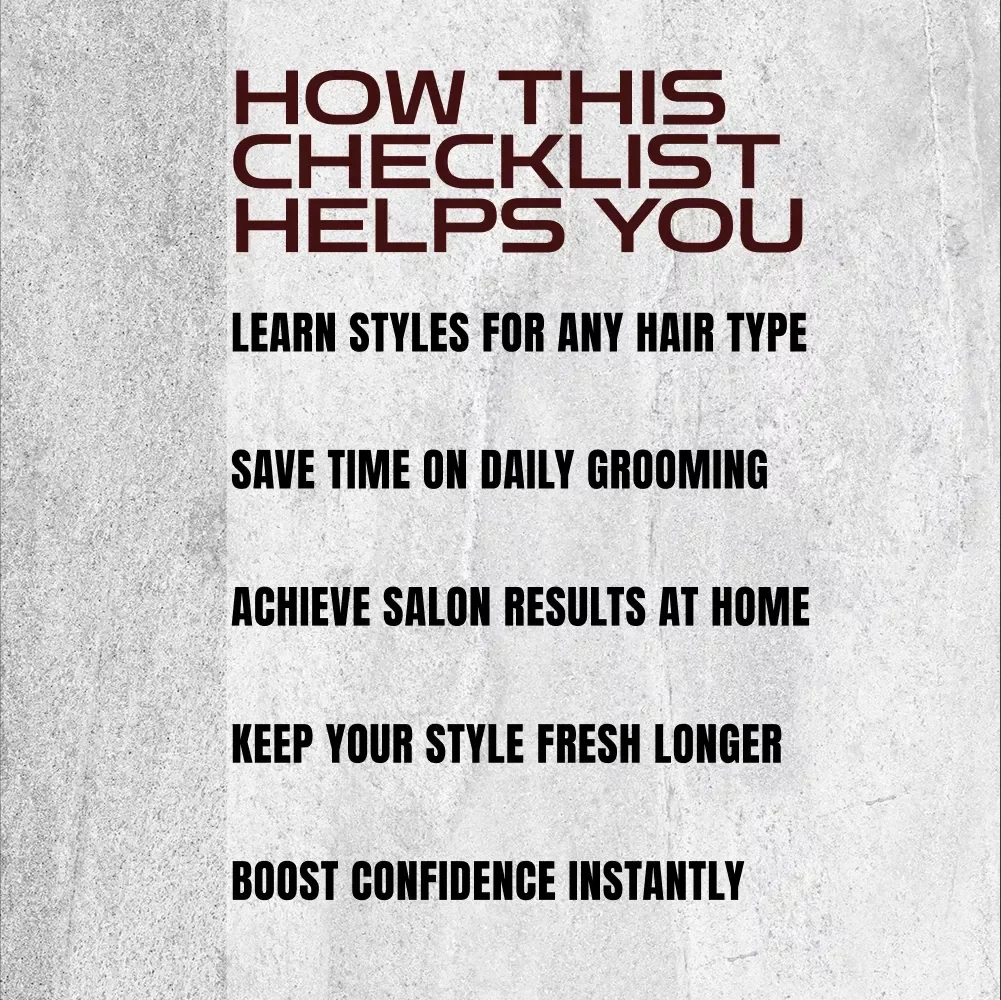 Quick & Easy Men’s Hair Styles Checklist | Simple Hair Style Men | Digital Download Grooming Guide for Modern Looks