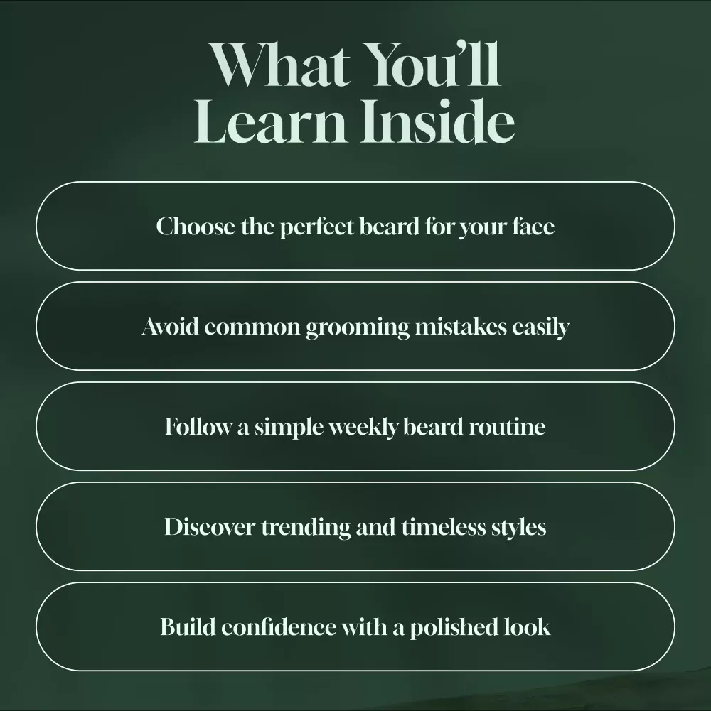 Master Your Look: The Ultimate Guide to Beard Styles for Men | Digital Beard Style Guide for Grooming, Trimming & Face Shape Matching