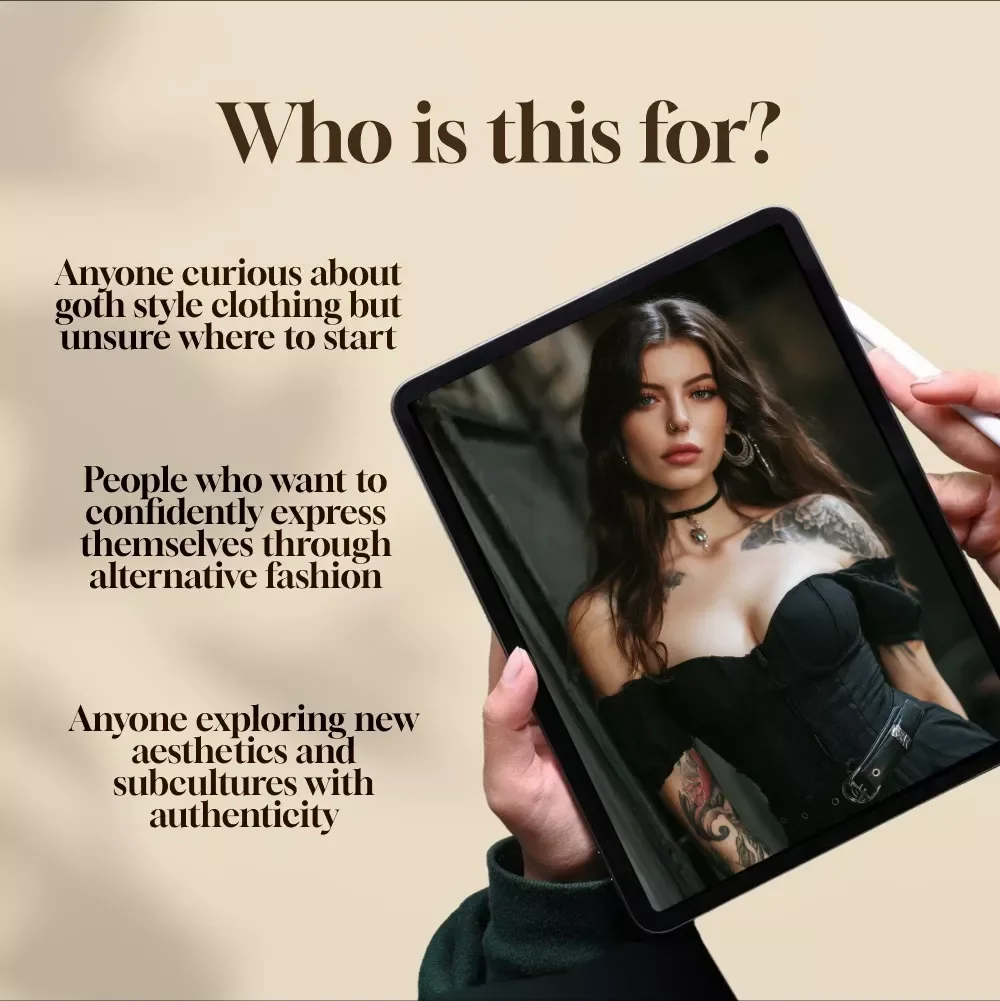 Dark Elegance: A Beginner’s Guide to Goth Style Clothing | Digital Guide for Goth Fashion Lovers, eBook on Goth Style Clothing, Goth Aesthetic Download