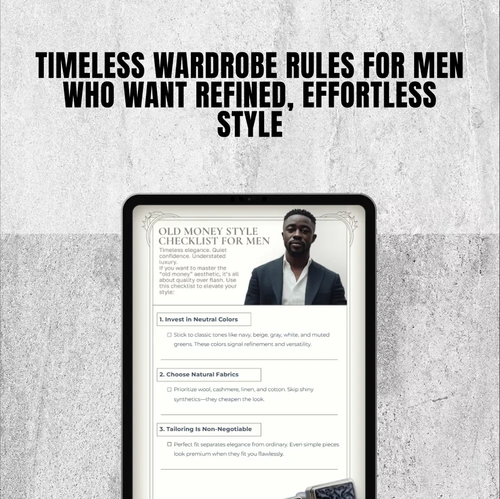 Old Money Style Checklist for Men | Classic Men’s Fashion Guide | Digital Download, Minimalist Wardrobe & Timeless Style for Gentlemen