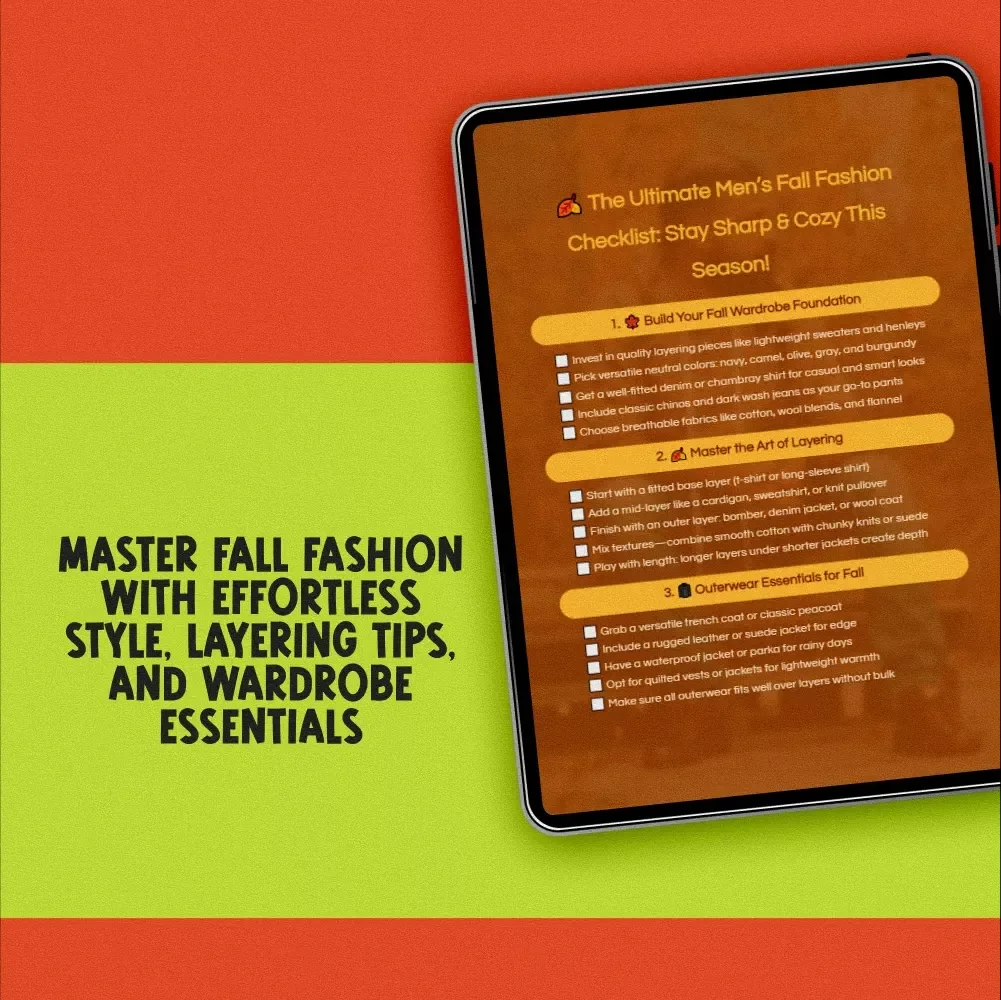 The Ultimate Men’s Fall Fashion Checklist: Stay Sharp & Cozy This Season! | Digital Download Wardrobe Guide for Autumn Style, Layering, & Men’s Fall Fashion Essentials