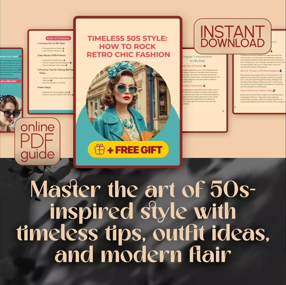 Timeless 50s Style: How to Rock Retro Chic Fashion – Vintage Clothing Guide, eBook & Styling Tips for Authentic 50s Style Clothing Lovers
