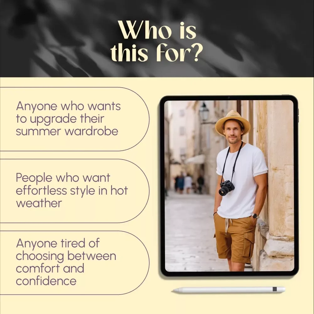 Stay Cool, Look Sharp This Summer – Men’s Summer Fashion Guide for Effortless Style, Wardrobe Essentials, and Outfit Inspiration (Digital Download)