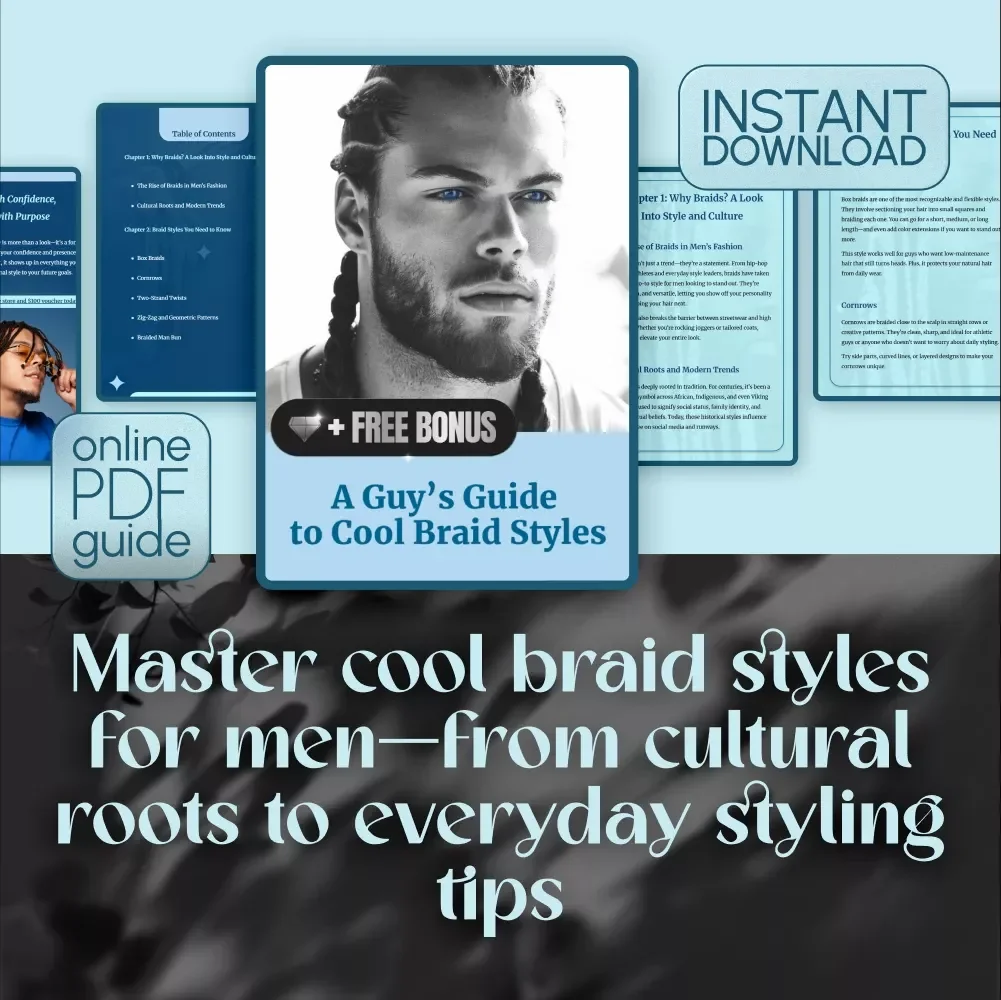 A Guy’s Guide to Cool Braid Styles – Digital Download Men’s Hair Guide with Different Braid Styles for Men, Step-by-Step Tips & Maintenance Advice