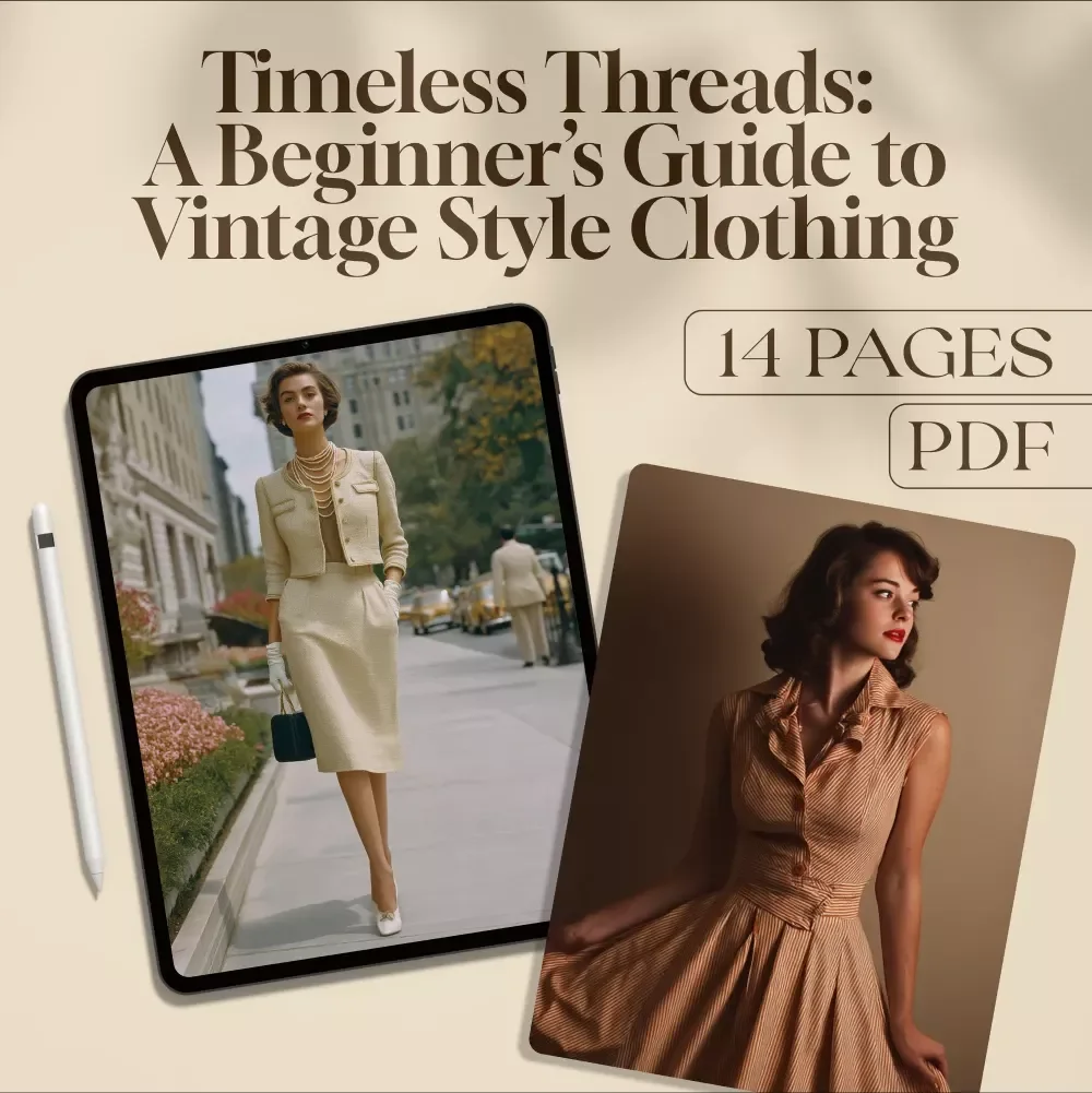 Timeless Threads: A Beginner’s Guide to Vintage Style Clothing | Digital Download PDF eBook | Vintage Fashion Guide for Women | Retro Style Tips & Wardrobe Checklist