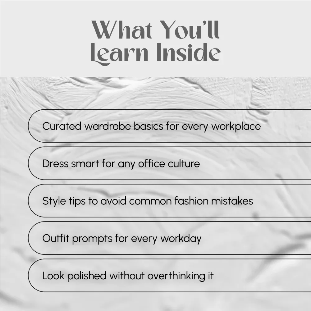 Power Looks Made Easy: A Modern Guide to Work Fashion | Stylish Work Fashion Ideas for Every Office | Digital Download eBook Guide