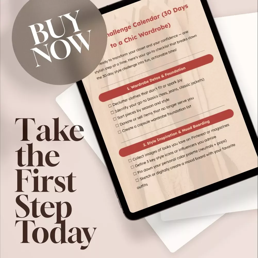 Style Challenge Calendar (30 Days to a Chic Wardrobe) – Printable Style Checklist, 30-Day Wardrobe Detox, Fashion eBook for Women, Digital Download