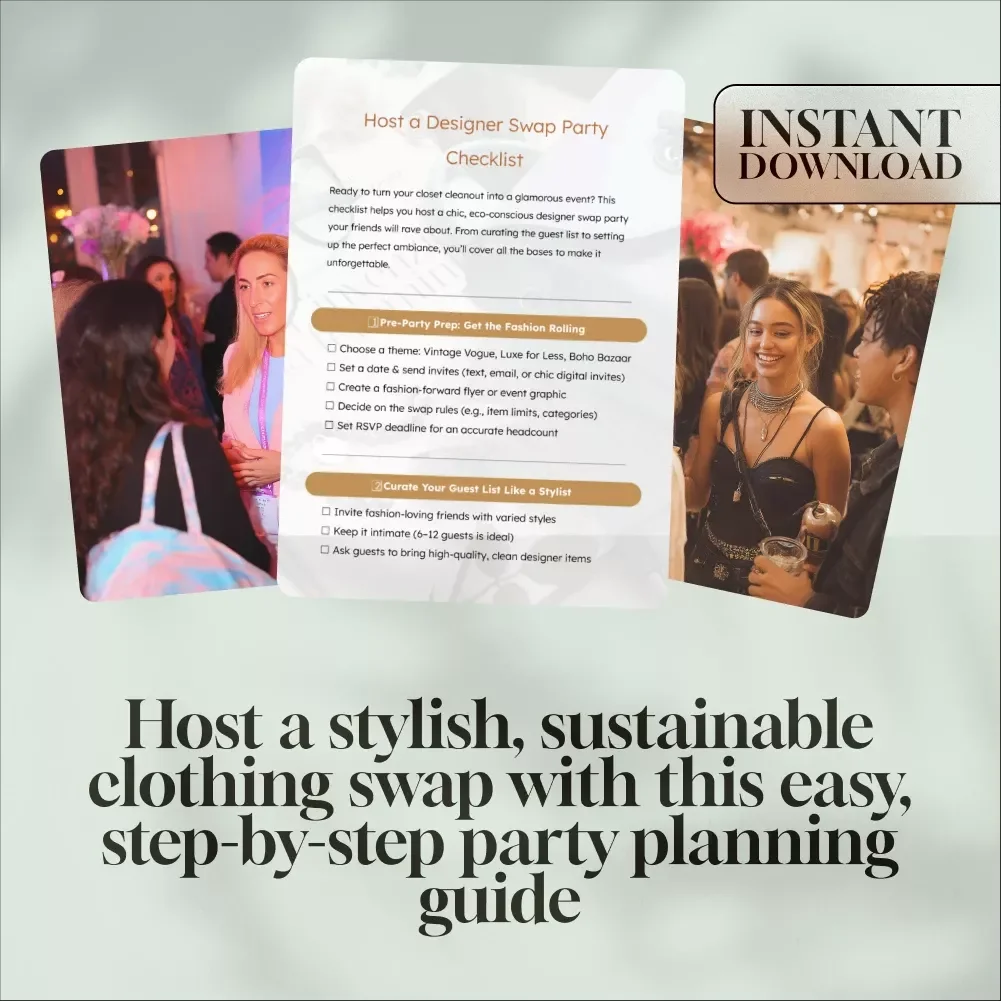 Host a Designer Swap Party Checklist | Digital Download | Fashion Event Planning Guide | Printable Clothing Swap Checklist for Stylish Gatherings