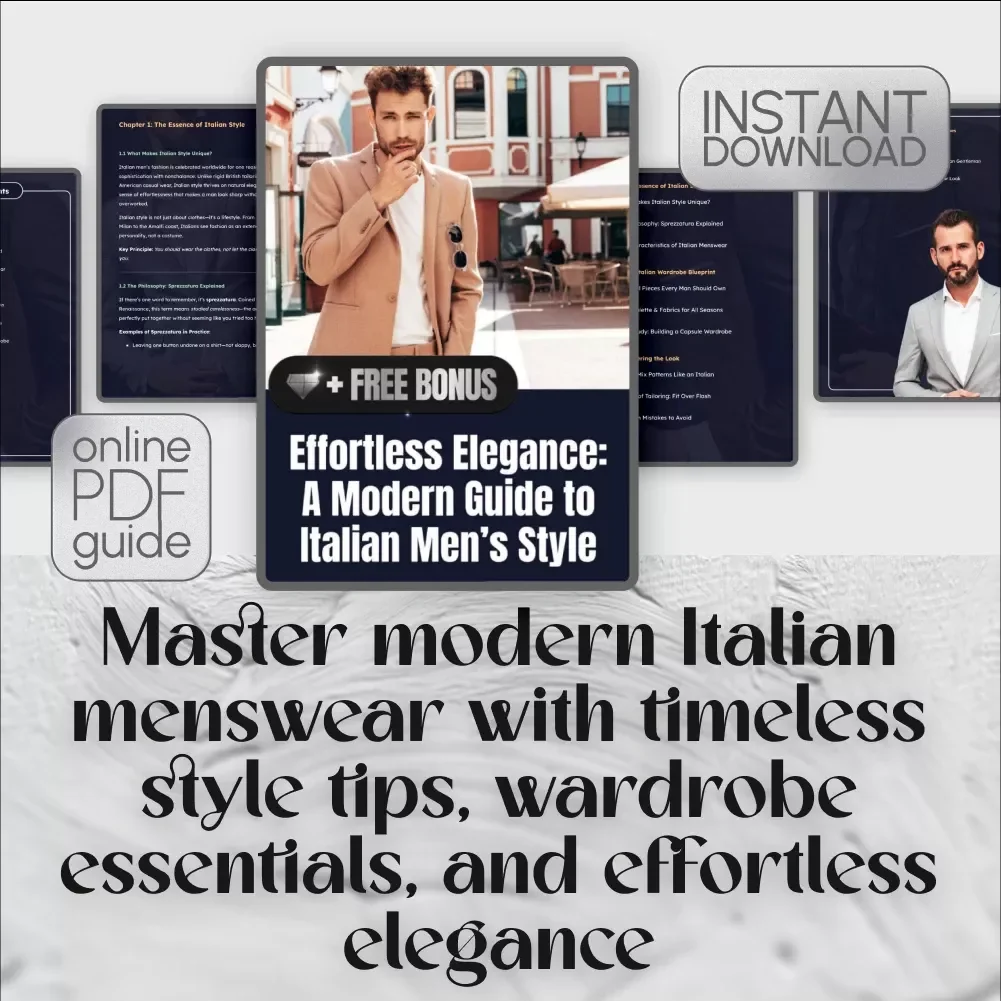 Effortless Elegance: A Modern Guide to Italian Men’s Style | Italian Mens Fashion Style Digital Guide eBook PDF Download