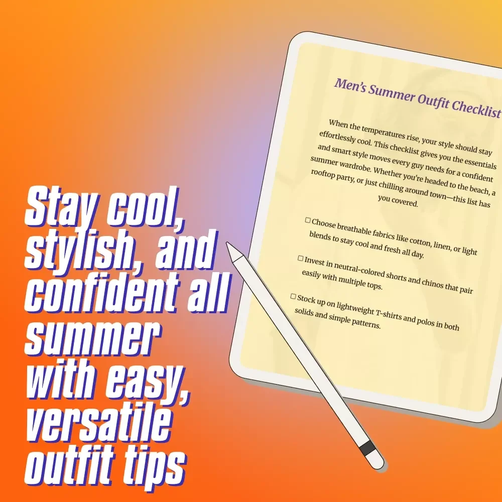 Men’s Summer Outfit Checklist | Digital Download Wardrobe Guide for Effortless Style & Cool Comfort | Perfect Men’s Summer Outfits Planner