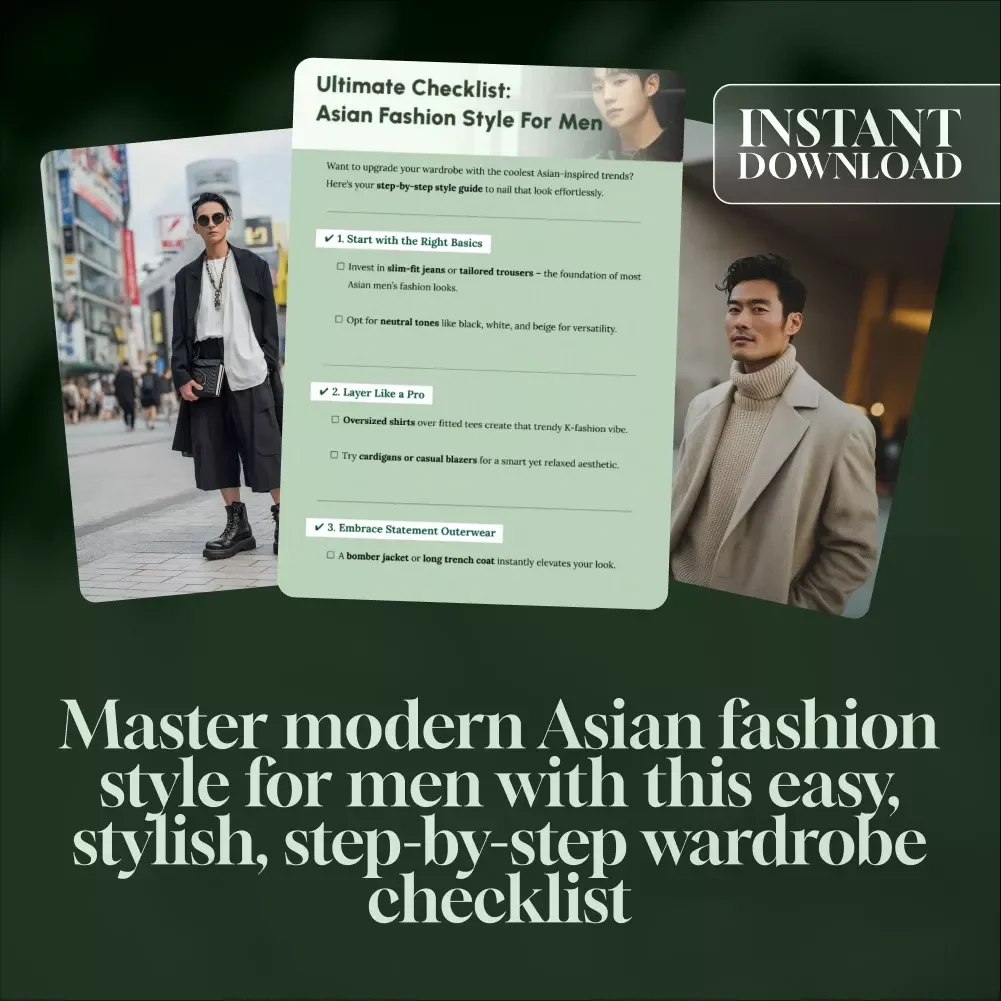 Ultimate Checklist: Asian Fashion Style for Me | Men's Style Guide | K-Fashion Digital Download | Asian Fashion Style Men | Korean Streetwear PDF