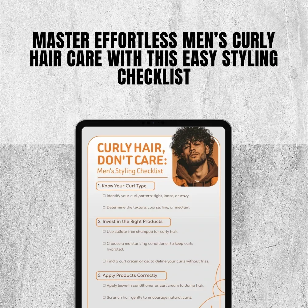 Curly Hair, Don't Care: Men's Styling Checklist | Digital Download for Hair Style for Man Curly | eBook Guide for Perfect Curls