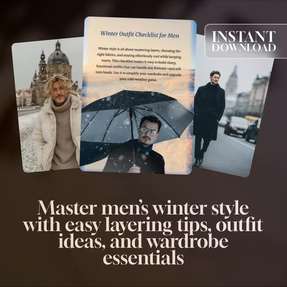 Winter Outfit Checklist for Men | Digital Wardrobe Guide for Stylish Cold-Weather Looks | Printable PDF for Winter Outfits Men