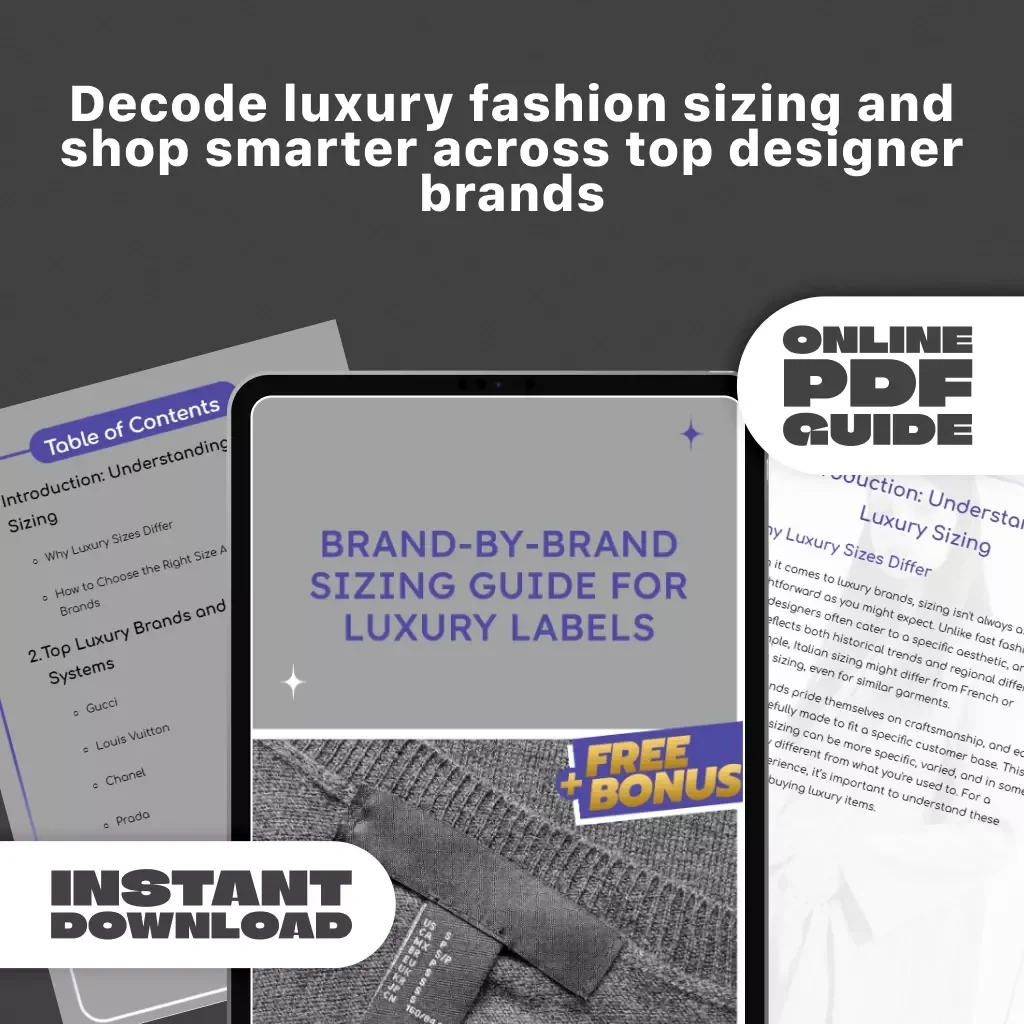 Brand-by-Brand Sizing Guide for Top Luxury Labels | Digital eBook for Designer Fashion Fit | Gucci, Chanel, Prada, Louis Vuitton Sizing Tips & Checklists | Luxury Shopping Guide