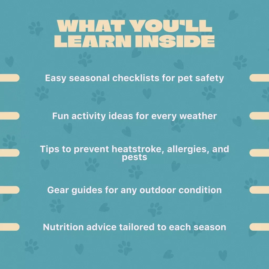 Seasonal Checklist: Outdoor Fun with Your Pet – Guide for Safe Spring, Summer, Fall & Winter Adventures | Digital Download eBook & Checklist