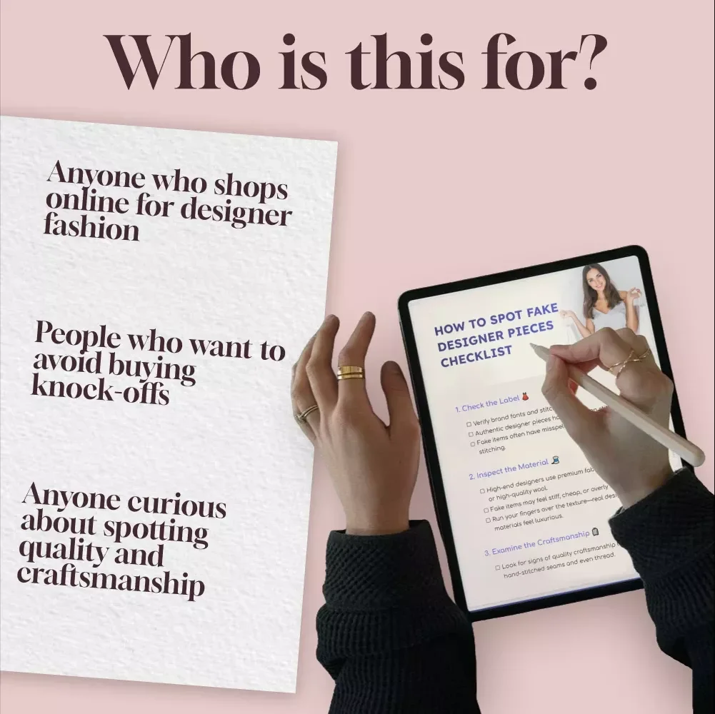 How to Spot Fake Designer Pieces Checklist | Digital Download eBook for Fashion Lovers & Resellers | Authenticity Guide for Designer Goods