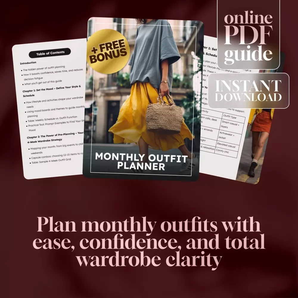 Monthly Outfit Planner | Digital Guide for Confidence, Time-Saving & Style | Capsule Wardrobe Checklist & 4-Week Strategy