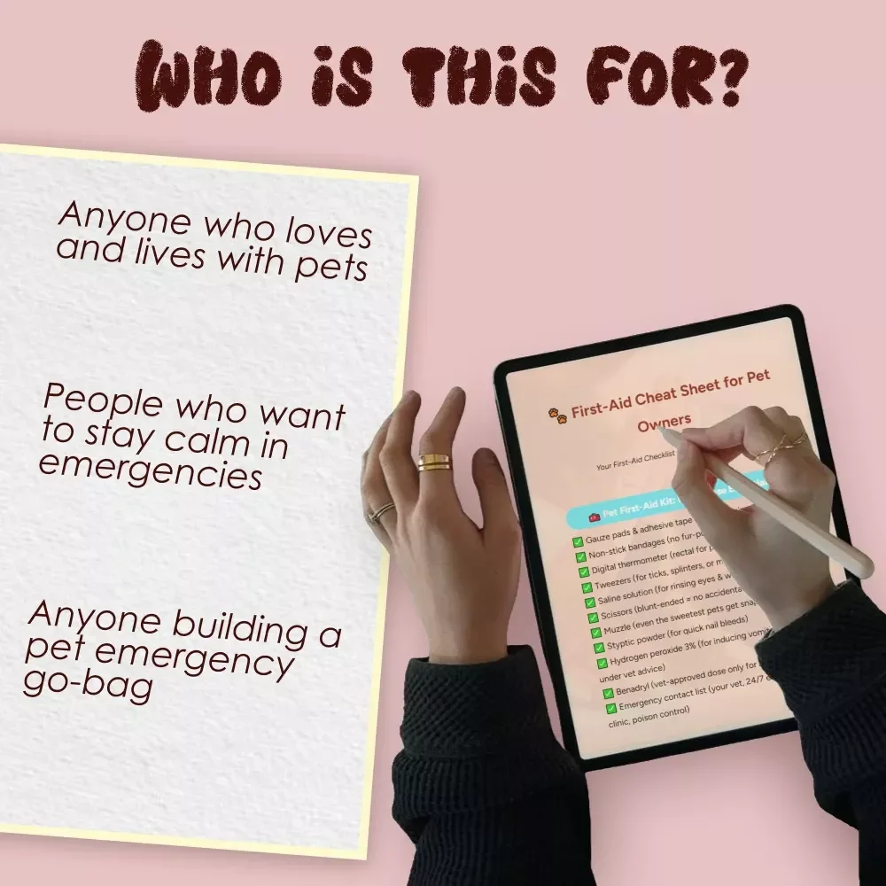 First-Aid Cheat Sheet for Pet Owners | Printable Pet First Aid Checklist | Digital Download for Dog & Cat Emergencies | Vet-Approved Guide for Pet Parents