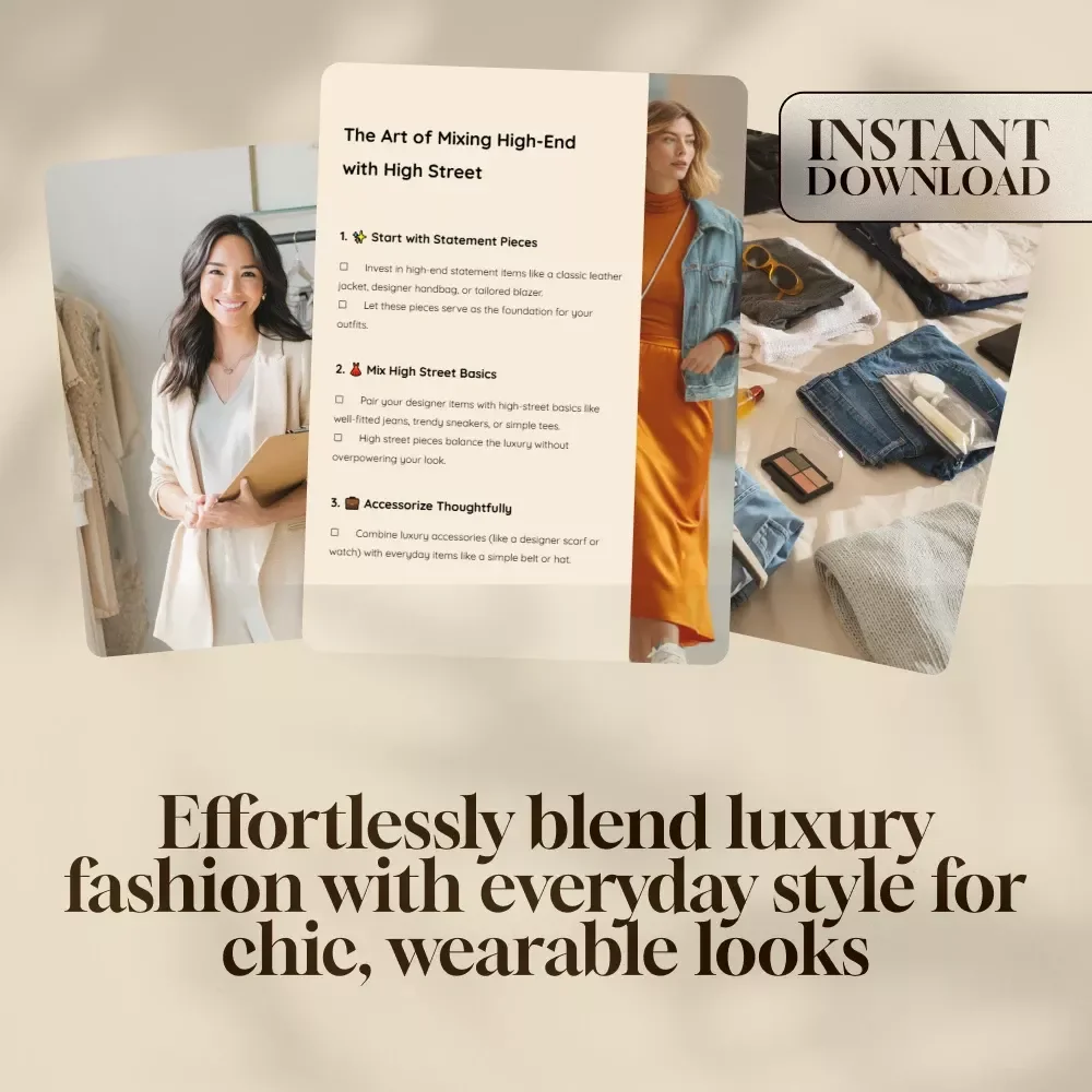 The Art of Mixing High-End with High Street Checklist | Fashion Styling Guide | Digital Download for Outfit Planning | High Street Style Tips | eBook PDF