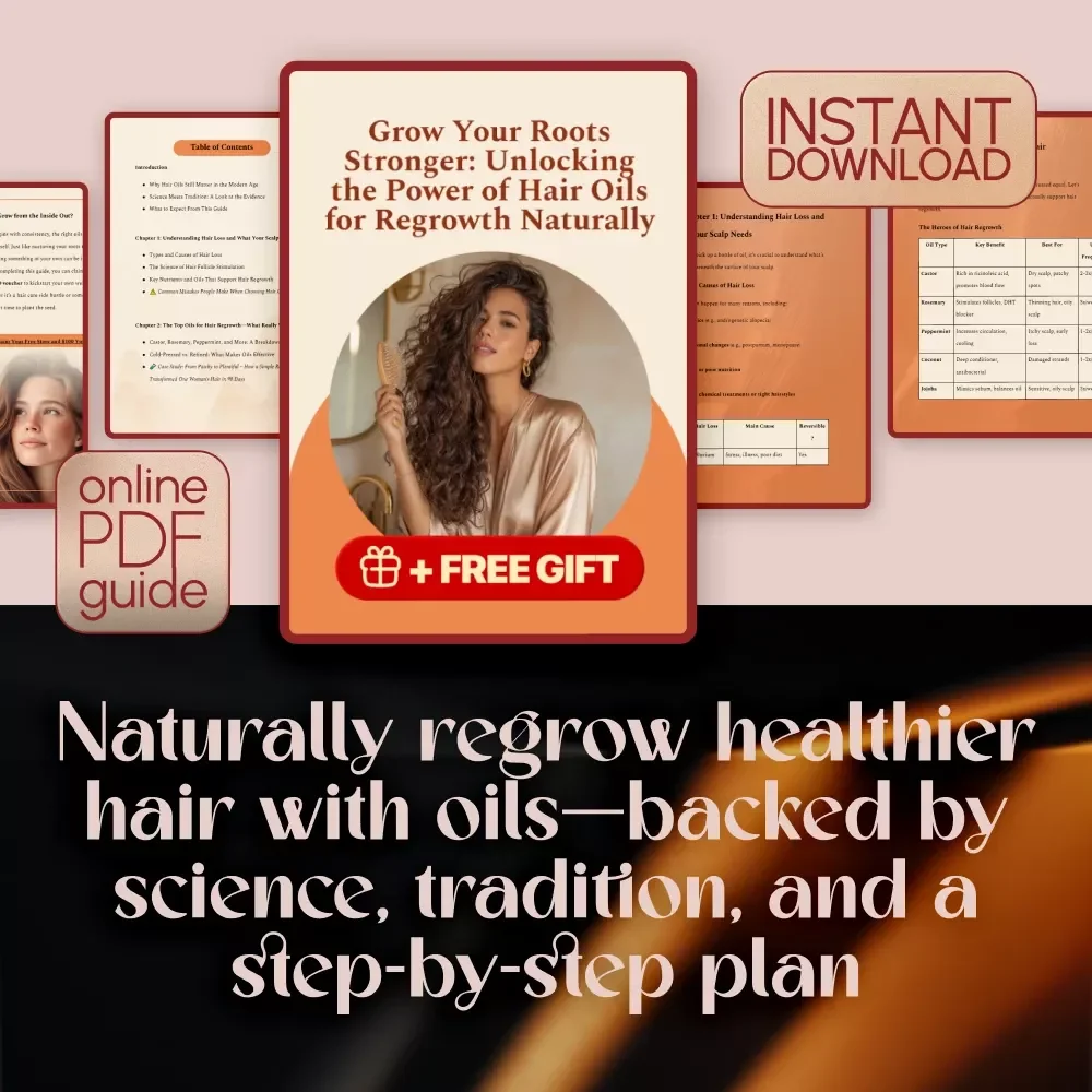 Grow Your Roots Stronger: Unlocking the Power of Hair Oils for Regrowth Naturally | Best Hair Oil for Regrowth Guide | Digital Download eBook + 30-Day Plan