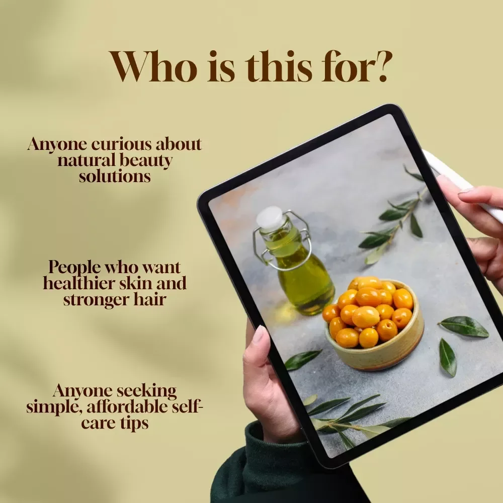 Glow Naturally: Unlocking the Beauty Secrets of Extra Virgin Olive Oil | Extra Virgin Olive Oil Beauty Benefits Guide, Skincare eBook, Hair Care Checklist, Natural Beauty Digital Download
