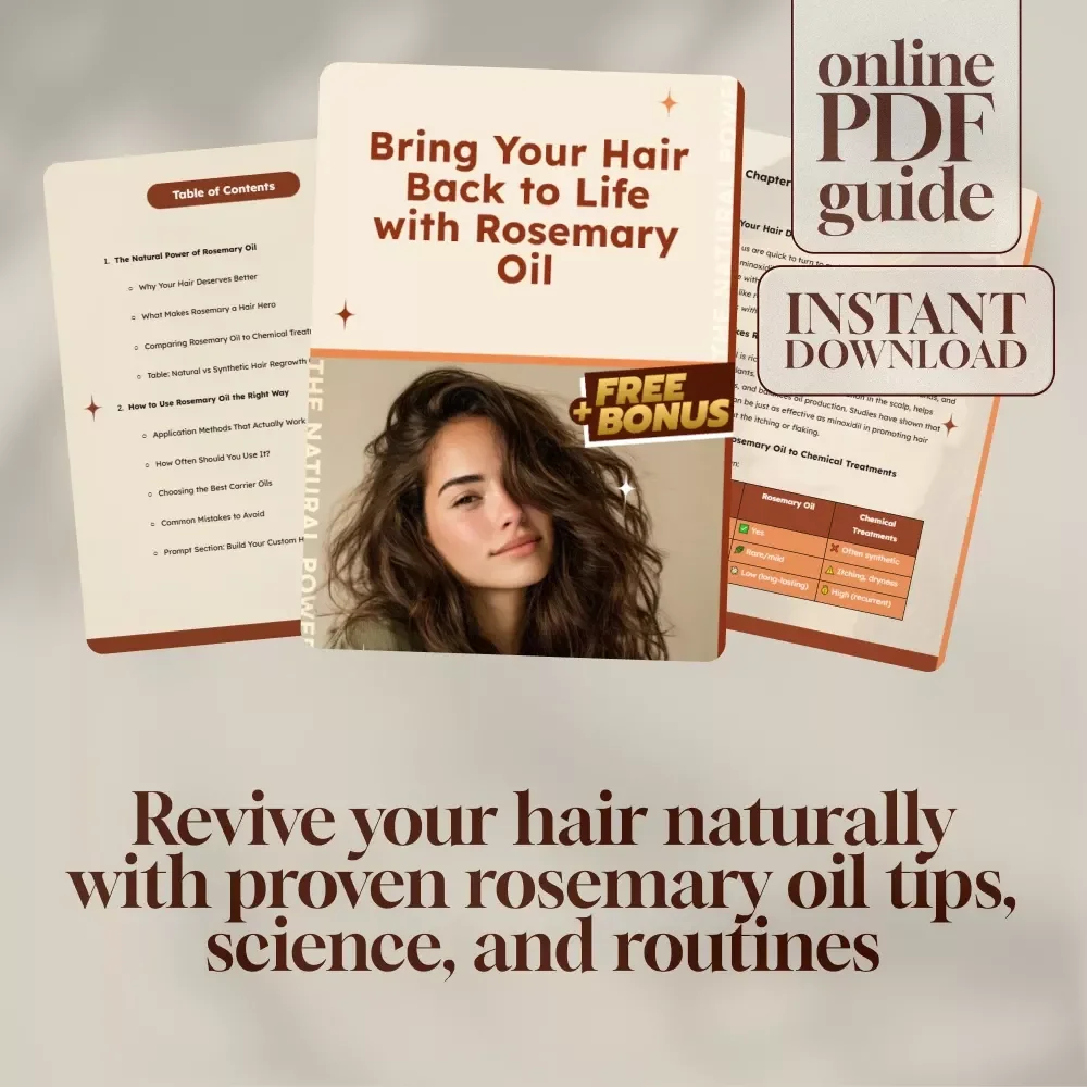 Bring Your Hair Back to Life with Rosemary Oil – Guide for Hair Regrowth | Digital Download eBook for Natural Hair Care Routine | Rosemary Oil for Hair Regrowth Tips