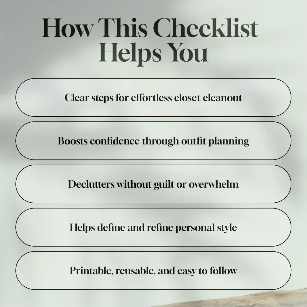 At-Home Closet Detox Checklist | Printable Wardrobe Organizer | Declutter Guide | Minimalist Style Cleanout | Digital Download