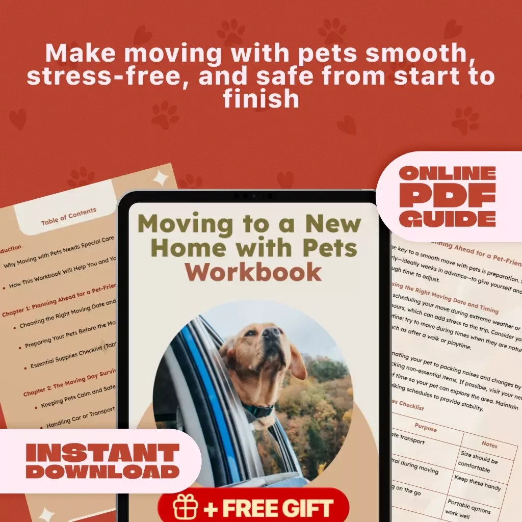 Moving to a New Home with Pets Workbook | Pet Moving Guide | Printable eBook & Checklist for a Stress-Free Pet-Friendly Move