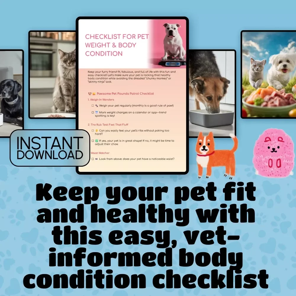 Pet Weight & Body Condition Checklist | Digital Pet Health Guide | Vet-Approved Pet Body Condition Score Tracker for Cats & Dogs