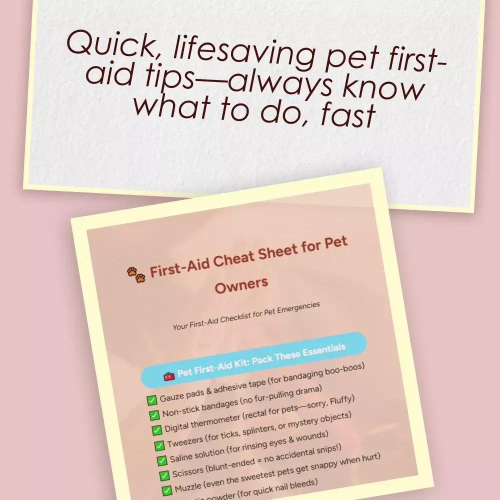 First-Aid Cheat Sheet for Pet Owners | Printable Pet First Aid Checklist | Digital Download for Dog & Cat Emergencies | Vet-Approved Guide for Pet Parents