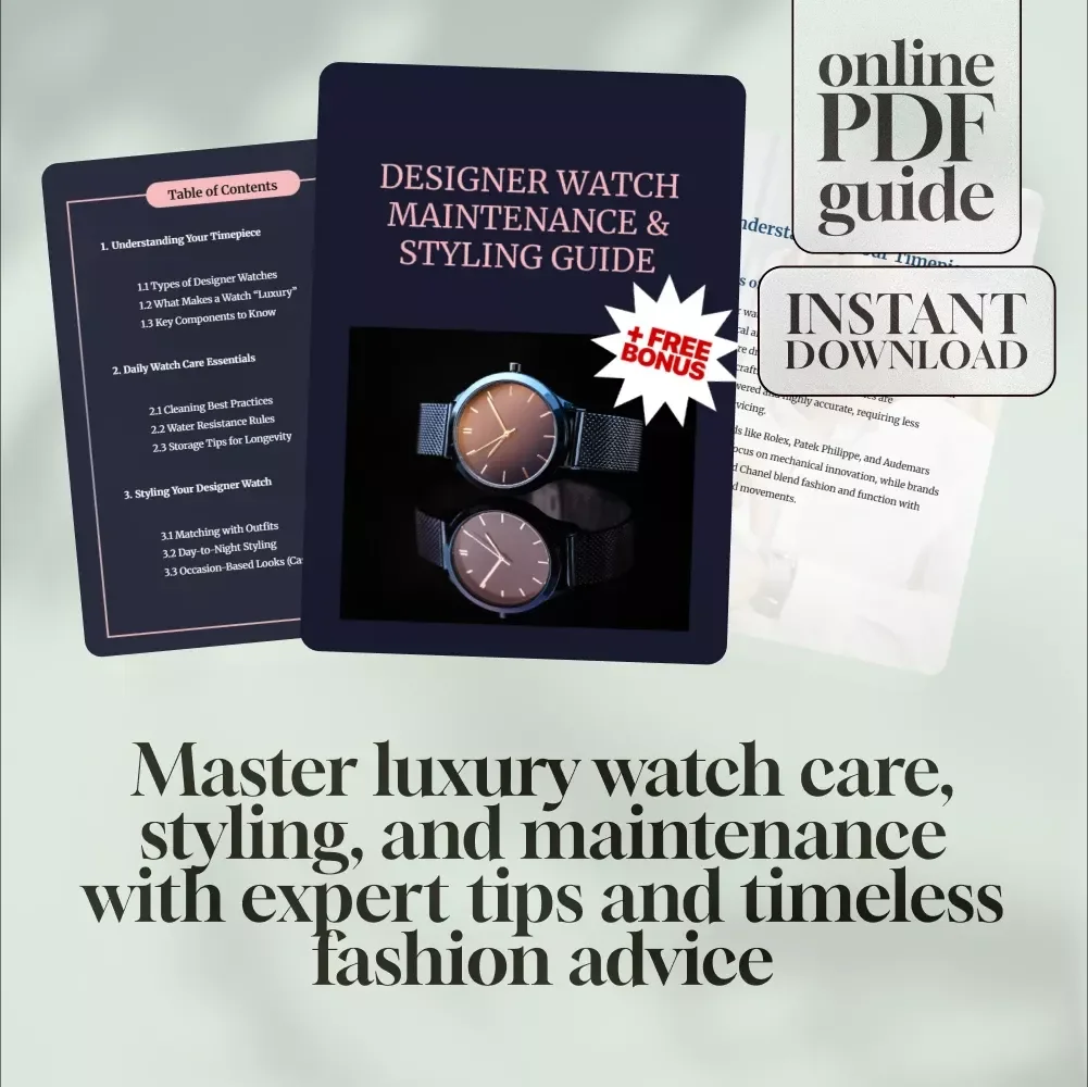 Designer Watch Maintenance & Styling Guide | Luxury Watch Care eBook | Daily Watch Care Tips, Styling Advice & Service Checklist | Digital Download