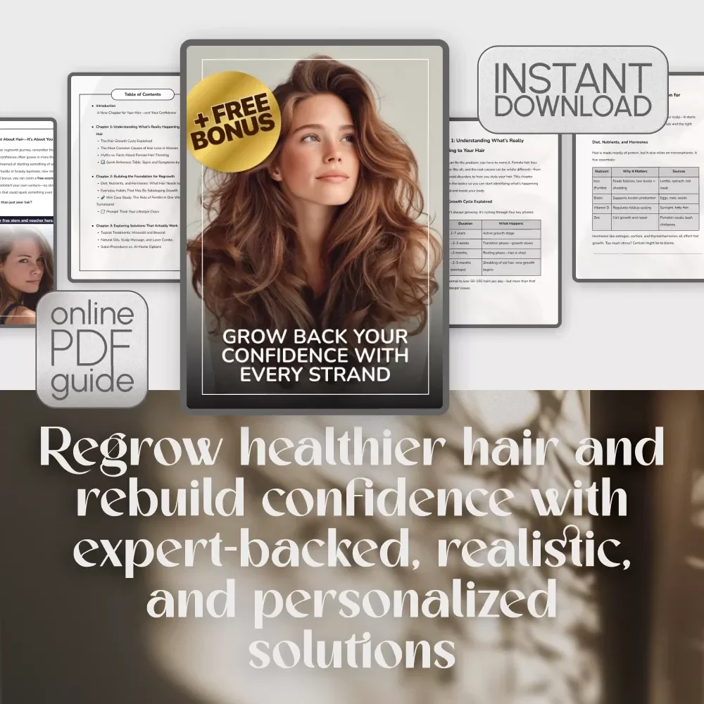 Grow Back Your Confidence with Every Strand | Hair Regrowth for Women Guide | eBook, PDF, Digital Download