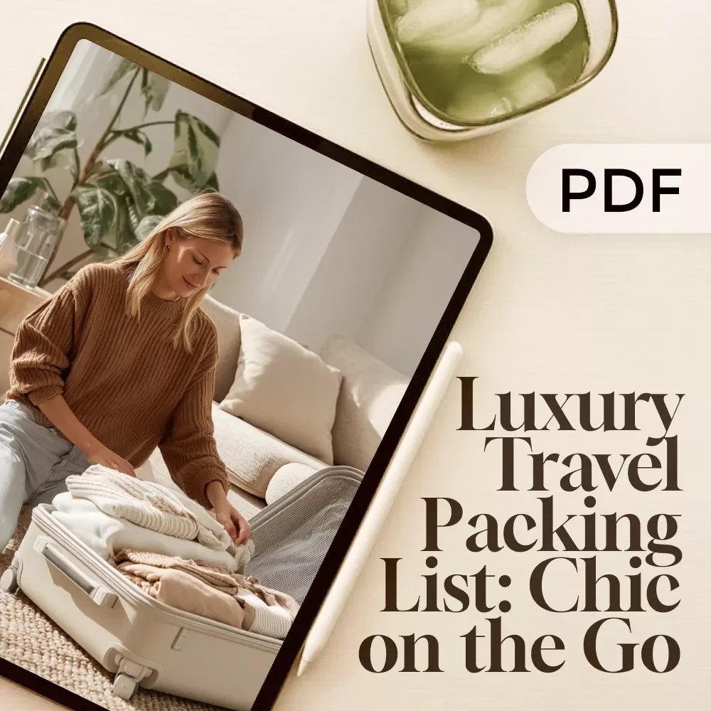Luxury Travel Packing List: Chic on the Go | Digital Download Checklist for First-Class Travel, Stylish Jetsetters & Elegant Getaways | Wrinkle-Resistant, Neutral-Tone Outfit Guide
