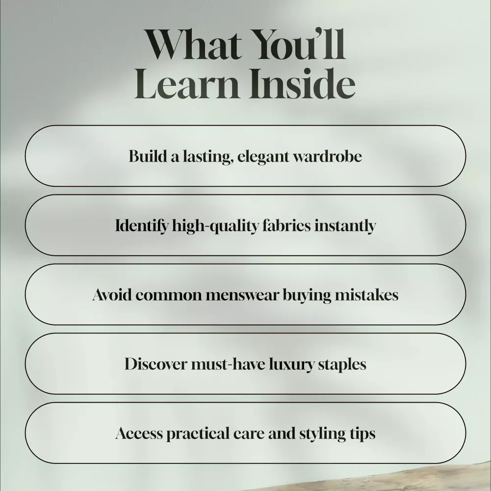 Luxury Menswear Essentials Guide | Digital Download for Men's Style | eBook, Checklist & Guide for Building a Timeless Wardrobe