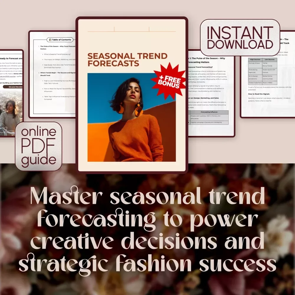 Seasonal Trend Forecasts Guide | Trend Forecasting eBook for Fashion Designers, Marketers & Stylists | Digital Download